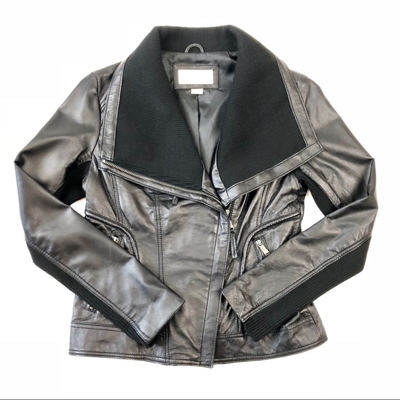 Michael Kors Jackets & Blazers - MICHAEL Michael Kors Leather Knit Moto Jacket Sz M